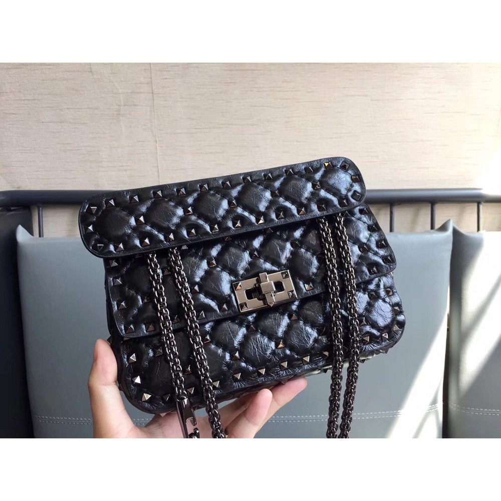 Valentino Rockstud Spike Small All Black Bag IAMBS242941 Outlet Sales